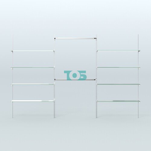 Neo Fix №8 с П-образными хромированными поручнями и полками из стекла (3600 мм)