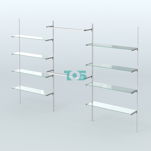 Neo Fix №8 с П-образными хромированными поручнями и полками из стекла (3600 мм)