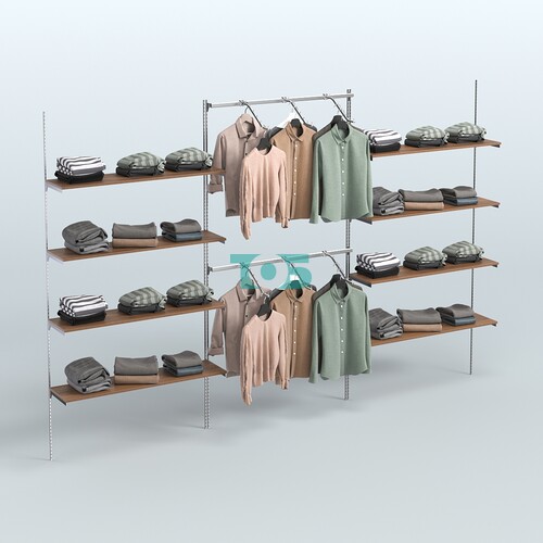 Neo Fix №11 с полками из ДСП и хромированными поручнями (3600 мм)