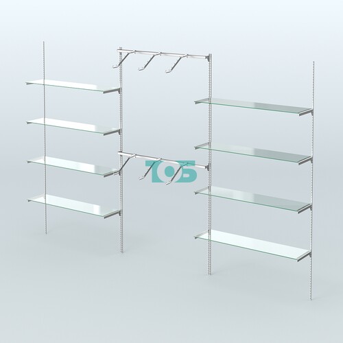 Neo Fix №12 с полками из стекла и пристенными поручнями (3600 мм)