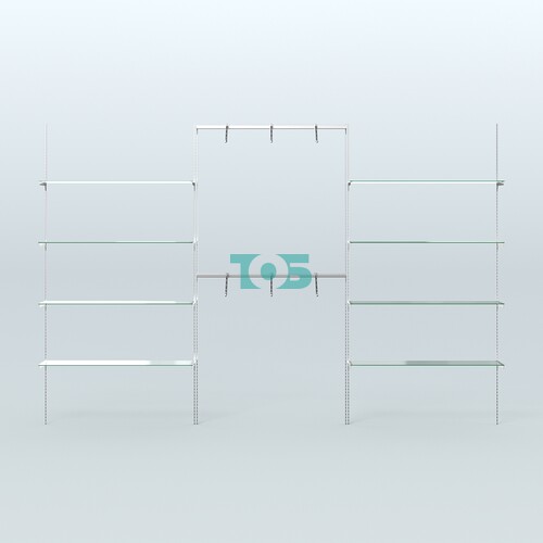 Neo Fix №12 с полками из стекла и пристенными поручнями (3600 мм)