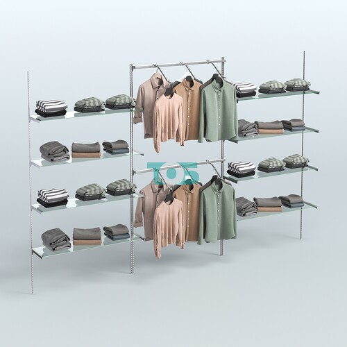 Neo Fix №12 с полками из стекла и пристенными поручнями (3600 мм)