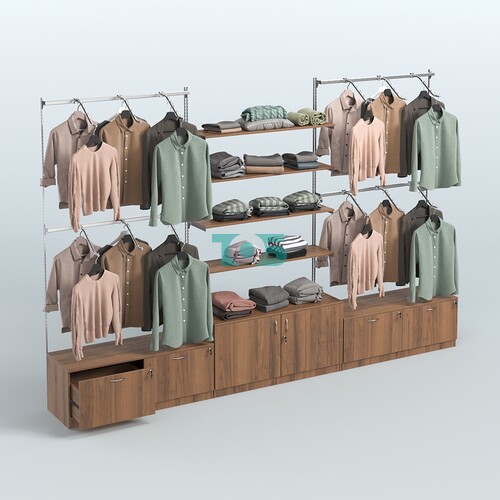 Система Neo Fix №3 с полками из ДСП, поручнями и тумбами T-15 и Т-22