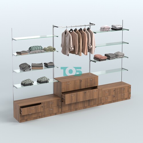 Система Neo Fix с прозрачными полками №6 и тумбами T-12 и Т13