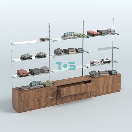 Система Neo Fix №8 со стеклянными полками и тумбами T-12