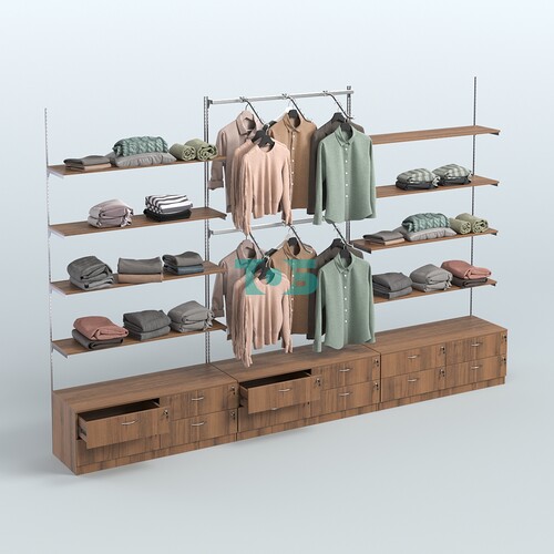 Система Neo Fix №9 с пристенными поручнями, полками из ДСП и тумбами T-14