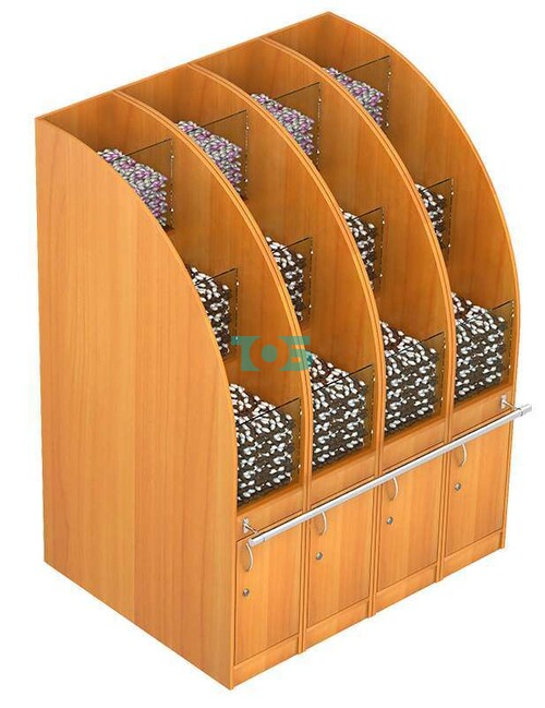 Пристенный торговый модуль глубокий с двенадцатью ячейками под сыпучие товары №6