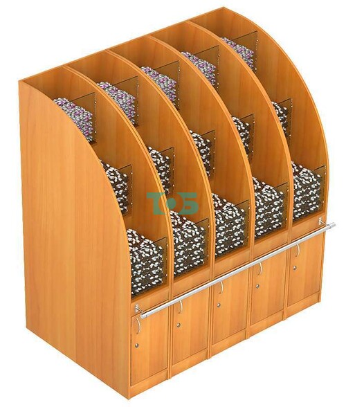 Пристенный торговый модуль с пятнадцатью ячейками для сыпучих товаров №7