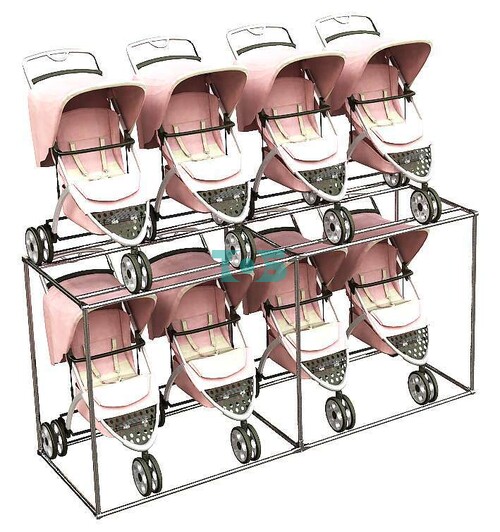 Стеллаж h-1200 для детских колясок №2 (длина 2, 57 метра)