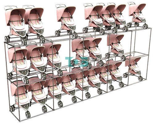 Стеллаж h-2400 для детских колясок №5 (длина 6, 38 метра)