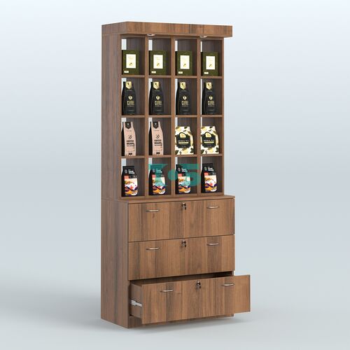 Витрина с накопителями на замке для чая и кофе №5-2 (Т18) задняя стенка Стекло