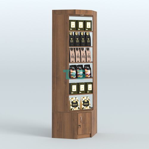 Витрина с верхней подсветкой для чая и кофе угловая №1-2 задняя стенка Стекло