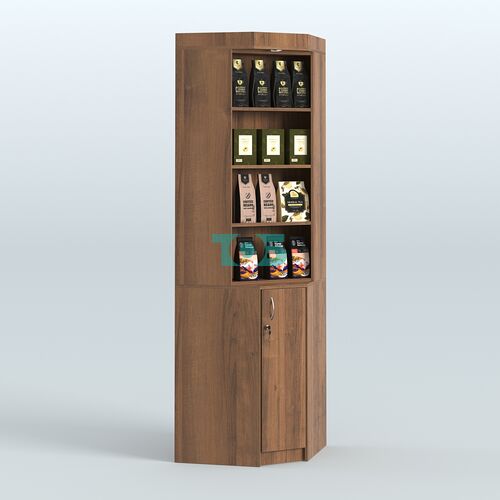 Витрина с большим накопителем для чая и кофе угловая №2-1 задняя стенка ДВП