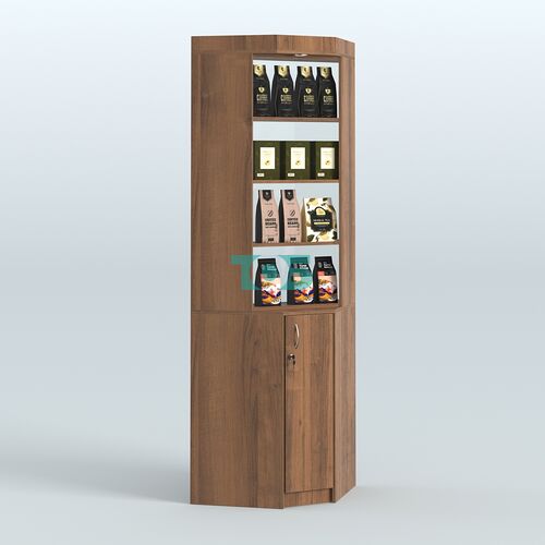 Витрина из ДСП для чая и кофе угловая №2-2 задняя стенка Стекло