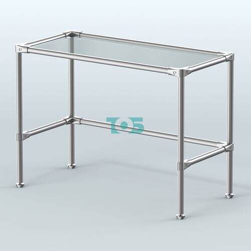 Стол средний D-42 с полкой стекло 6мм (прозрачное)