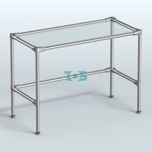 Стол средний D-42 с полкой стекло 8мм (прозрачное)