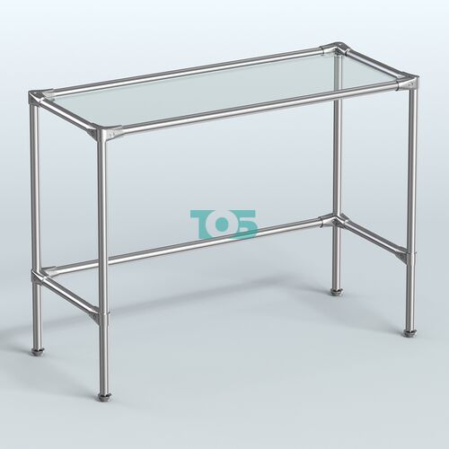 Стол большой D-43 с полкой стекло 6мм (прозрачное)