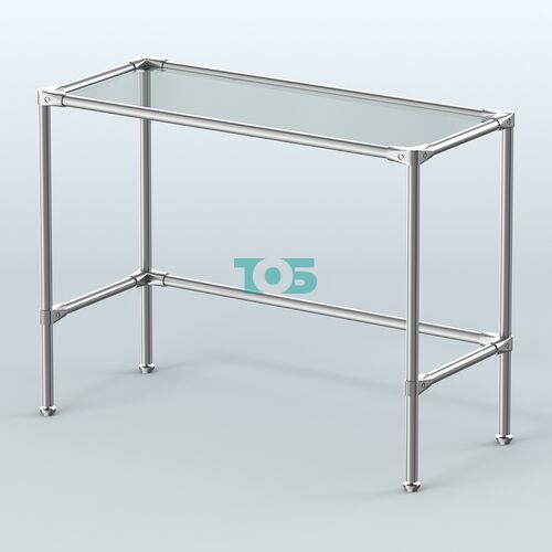 Стол большой D-43 с полкой стекло 8мм (прозрачное)