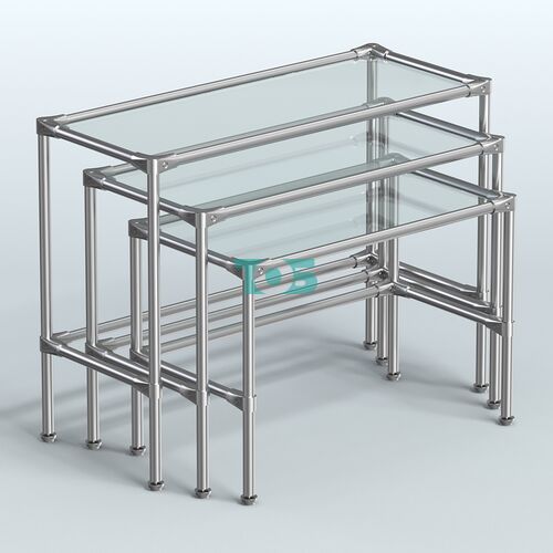 Комплект столов №1-2 с полками стекло 8мм (прозрачное)