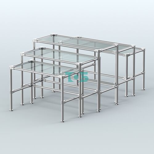 Комплект столов №2-2 с полками стекло 8мм (прозрачное)