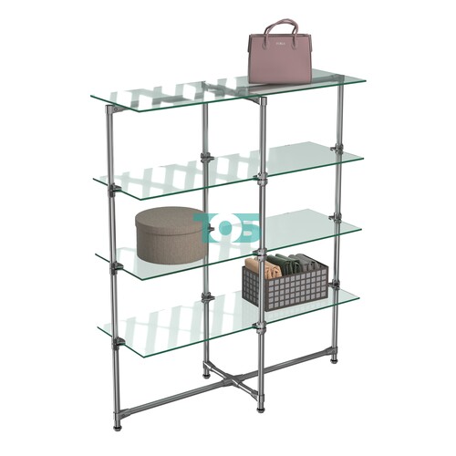 Хромированный стенд Прогресс №1-2 (с прозрачными полками Стекло 8мм)