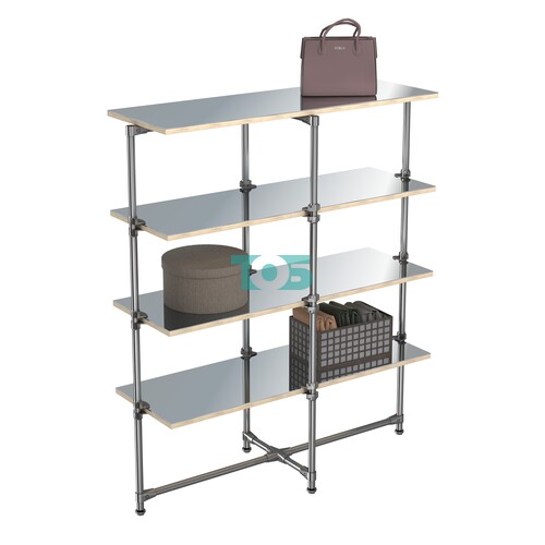 Хромированный стенд Прогресс №1-5 (с полками Зеркало 4мм)