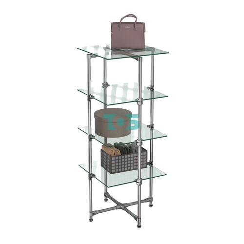 Хромированный стенд Прогресс №2-2 (с прозрачными полками Стекло 8мм)