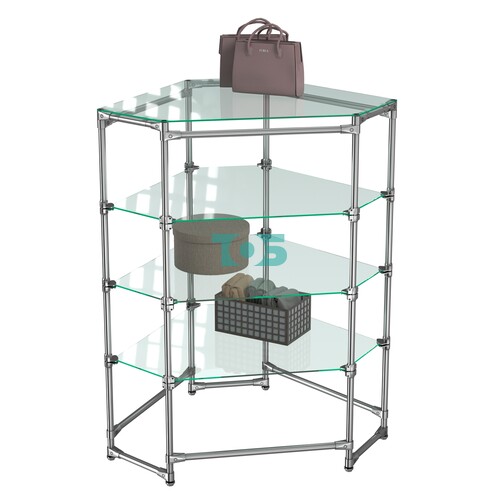 Хромированный стенд Прогресс №3-1 (с прозрачными полками Стекло 6мм)