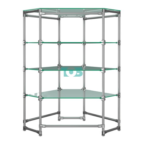 Хромированный стенд Прогресс №3-2 (с прозрачными полками Стекло 8мм)