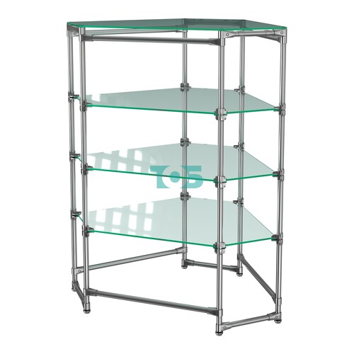Хромированный стенд Прогресс №3-2 (с прозрачными полками Стекло 8мм)
