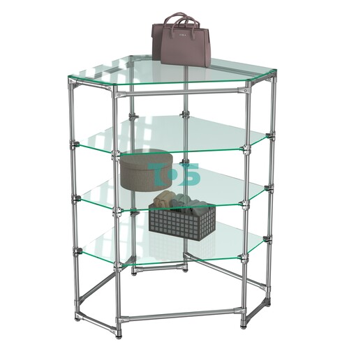 Хромированный стенд Прогресс №3-2 (с прозрачными полками Стекло 8мм)