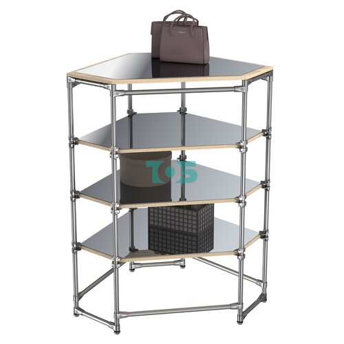 Хромированный стенд Прогресс №3-5 (с полками Зеркало 4мм)