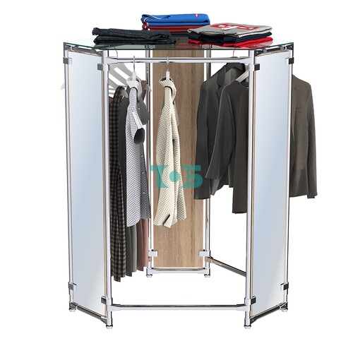 Вешало Прогресс №3-1 шестигранный (с прозрачной полкой стекло 6 мм и зеркалами)