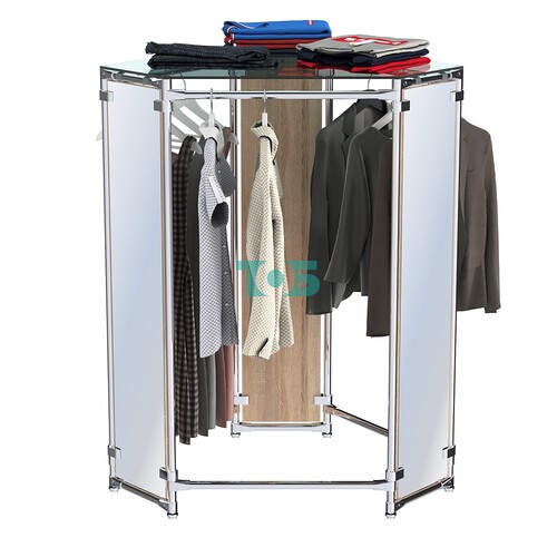 Вешало Прогресс №3-2 островной (с прозрачной полкой стекло 8 мм и зеркалами)