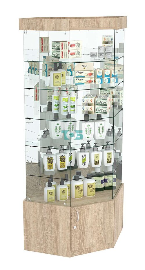 Витрина "Истра" угловая №9119, шестигранная (З.С-зеркало), без дверей