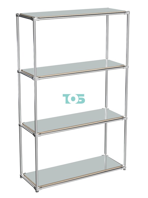 Хромированный стеллаж СТИЛЬ №1г с полками Зеркало 4 мм