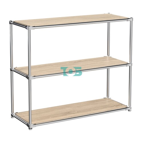 Хромированный стеллаж СТИЛЬ №3г с полками под цвет дерева