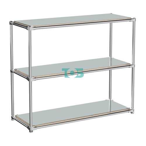 Хромированный стеллаж СТИЛЬ №3г с длинными зеркальными полками