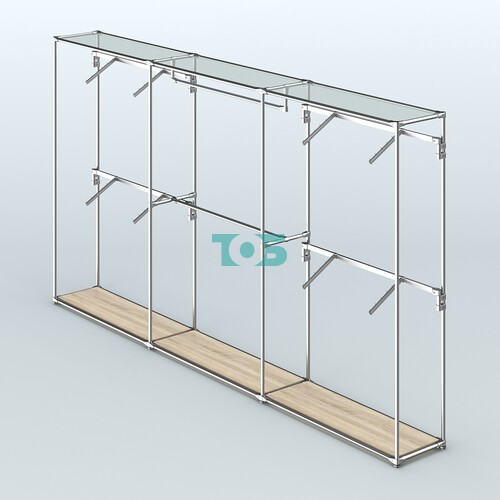 Торговая система ХРОМ без ДСП 3600 мм с поручнями №2
