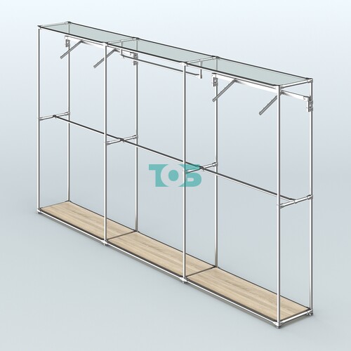 Торговая система ХРОМ без ДСП 3600 мм с поручнями №3