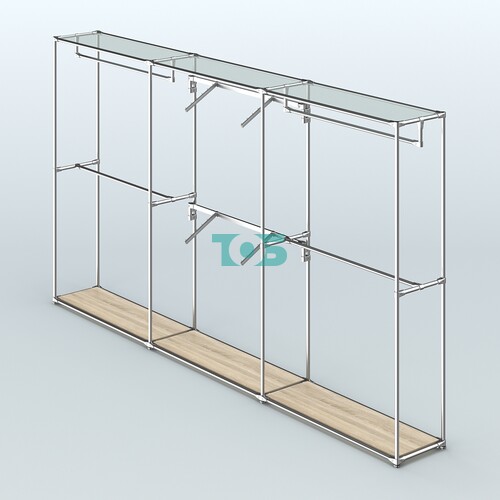 Торговая система ХРОМ без ДСП 3600 мм с поручнями №5