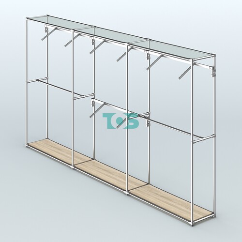 Торговая система ХРОМ без ДСП 3600 мм с поручнями №6