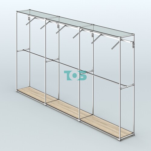 Торговая система ХРОМ без ДСП 3600 мм с поручнями №7