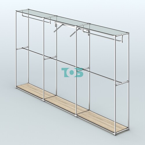 Торговая система ХРОМ без ДСП 3600 мм с поручнями №8