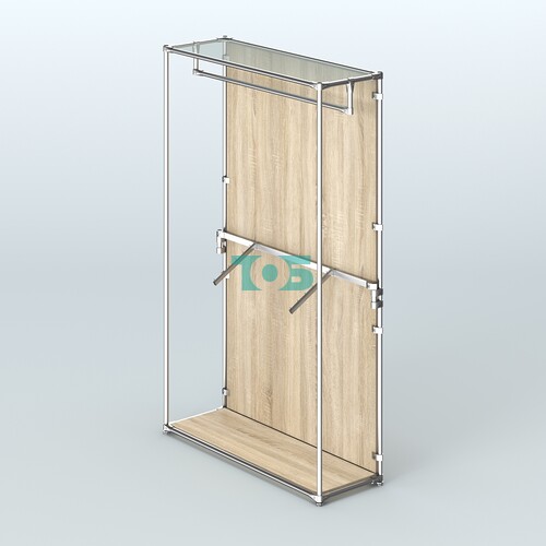 Торговая система ХРОМ (задняя стенка - ДСП) 1200 мм с поручнями №2