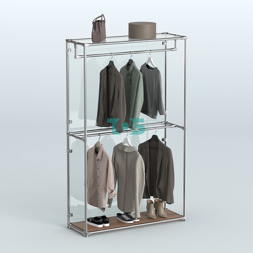 Торговая система ХРОМ (задняя стенка - стекло) 1200 мм с поручнями №1