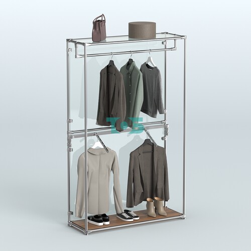 Торговая система ХРОМ (задняя стенка - стекло) 1200 мм с поручнями №2