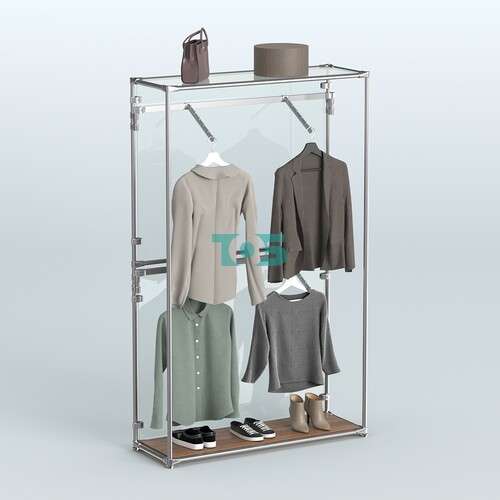 Торговая система ХРОМ (задняя стенка - стекло) 1200 мм с поручнями №3