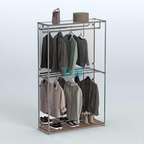 Торговая система ХРОМ (задняя стенка - зеркало) 1200 мм с поручнями №1