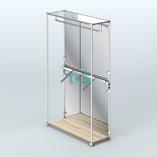 Торговая система ХРОМ (задняя стенка - зеркало) 1200 мм с поручнями №2